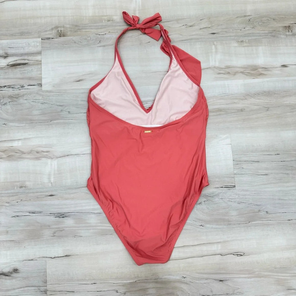 Antonio Melani ruffle plunge deep v one piece swimsuit cactus flower Sz XL - Picture 3 of 5